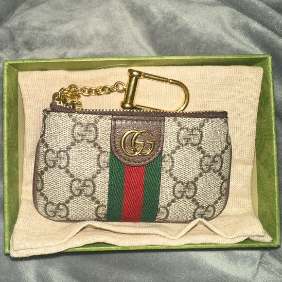 Gucci Beige and Brown Key Holder with Gold Accents - Picture 1 of 5